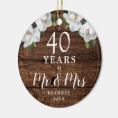 40ste bruiloft Jubileum gepersonaliseerd voor de h Keramisch Ornament (Links)