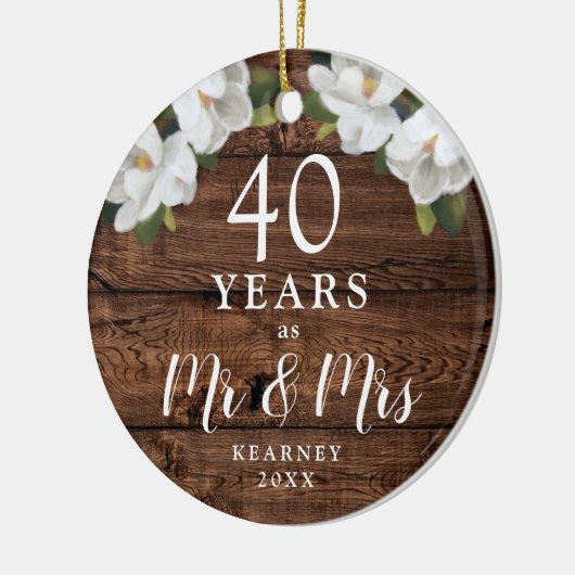 40ste bruiloft Jubileum gepersonaliseerd voor de h Keramisch Ornament (Links)