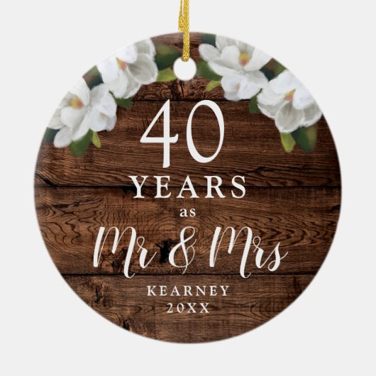 40ste bruiloft Jubileum gepersonaliseerd voor de h Keramisch Ornament (Achterkant)