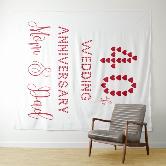 40ste bruiloft Jubileum ouders Ruby Wedding Wandkleed (In Situ (horizontaal))