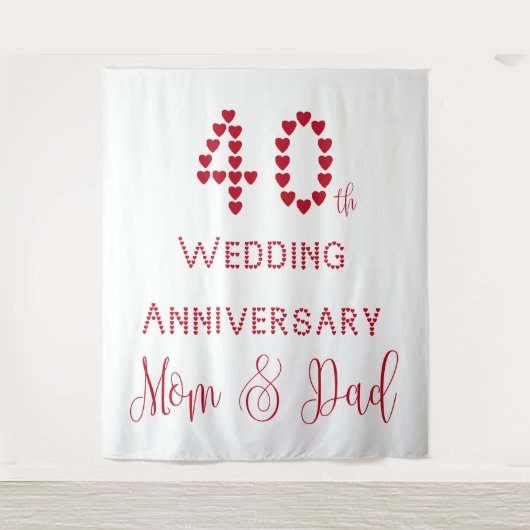 40ste bruiloft Jubileum ouders Ruby Wedding Wandkleed (Voorkant)