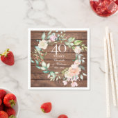 40ste bruiloft jubileum rustieke hout servet (Insitu)