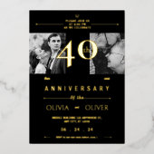 40ste bruiloft Jubileum toen en nu Folie Uitnodiging (Voorkant)