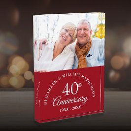 40ste bruiloftsjubileum met robijnen fotoblokken