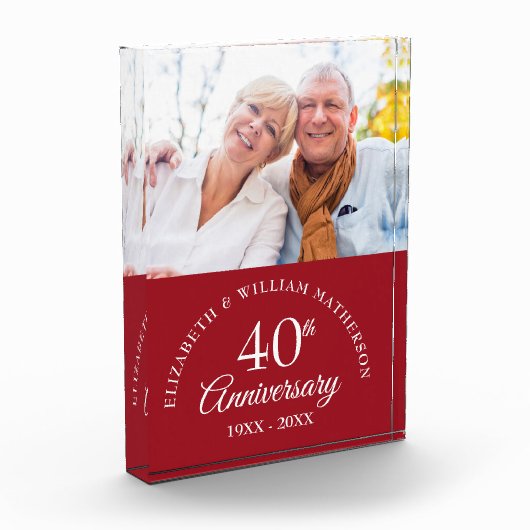 40ste bruiloftsjubileum met robijnen fotoblokken (Links)