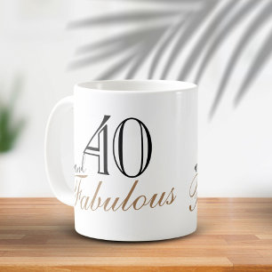 40ste en Fabulous Zwarte Elegante Script Verjaarda Koffiemok