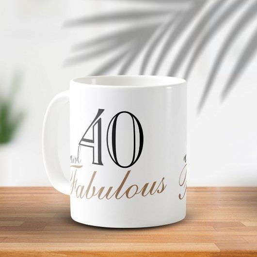 40ste en Fabulous Zwarte Elegante Script Verjaarda Koffiemok