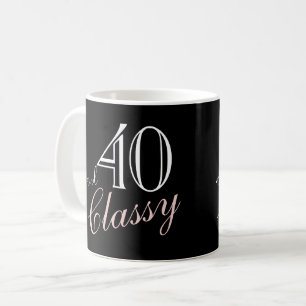 40ste en Klasse Zwarte Elegante Script Verjaardag Koffiemok