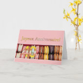 40ste Franse verjaardag Macaron-Joyeux Anniversair Kaart (Gele Bloem)