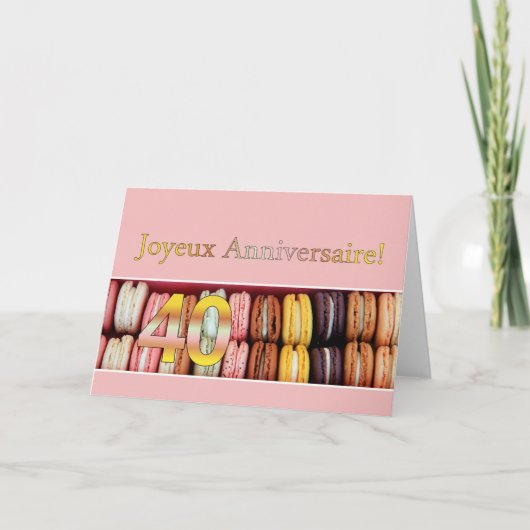 40ste Franse verjaardag Macaron-Joyeux Anniversair Kaart (Voorkant)