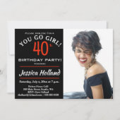 40ste GA JE MEISJE! Birthday Party Photo Invitatio Kaart (Voorkant)