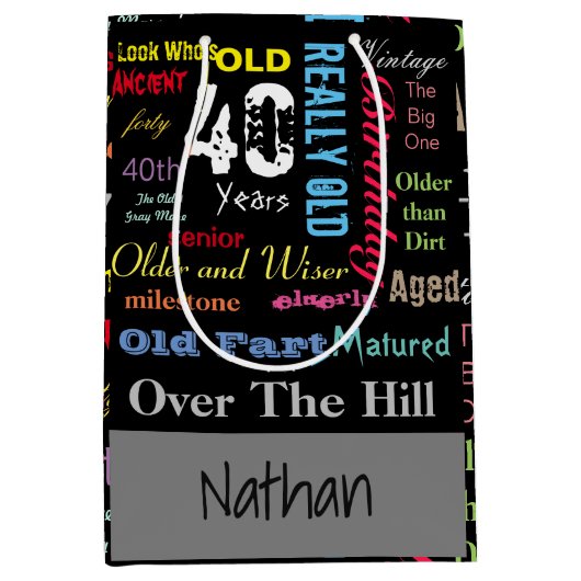 40ste Gelukkige Verjaardag | Mijlpaal Medium Cadeauzakje (Voorkant)