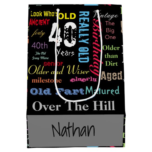 40ste Gelukkige Verjaardag | Mijlpaal Medium Cadeauzakje (Achterkant)