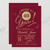 40ste huwelijksjubileum Goud Robijn Rood Kaart (Voorkant / Achterkant)