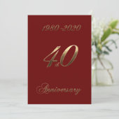 40ste huwelijksjubileum jubileum 2020 Elegante Roo Save The Date (Staand voorkant)