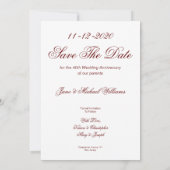 40ste huwelijksjubileum jubileum 2020 Elegante Roo Save The Date (Achterkant)