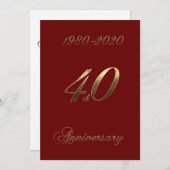 40ste huwelijksjubileum jubileum 2020 Elegante Roo Save The Date (Voorkant / Achterkant)