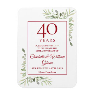 40ste huwelijksjubileum Save the Date groen Magneet