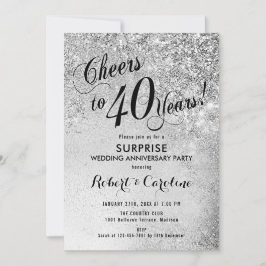 40ste huwelijksjubileum verrassen - Zilver Kaart (Voorkant)