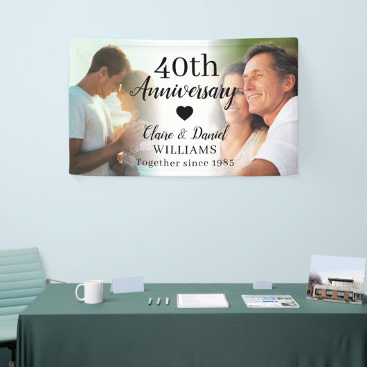 40ste huwelijksverjaardag aangepaste 2 foto-collag spandoek (Beurs)