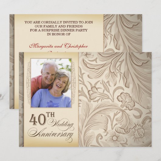 40ste huwelijksverjaardag foto kaart (Voorkant / Achterkant)