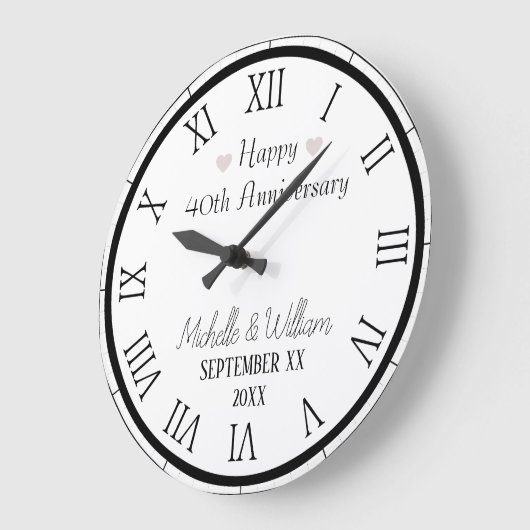 40ste huwelijksverjaardag gepersonaliseerd grote klok (Hoek)