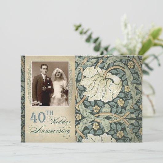 40ste huwelijksverjaardag met lelie en foto kaart (Staand voorkant)