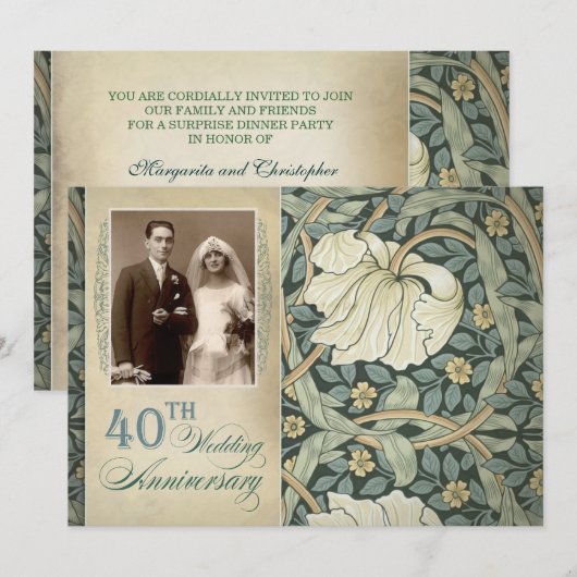 40ste huwelijksverjaardag met lelie en foto kaart (Voorkant / Achterkant)