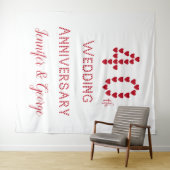 40ste huwelijksverjaardag Robijnen Huwelijk Rode H Wandkleed (In Situ (horizontaal))