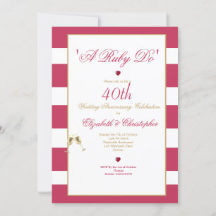 40ste huwelijksverjaardag Rode Elegante Een Robijn Kaart