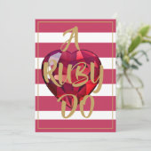 40ste huwelijksverjaardag Rode gestreepte Elegant Kaart (Staand voorkant)