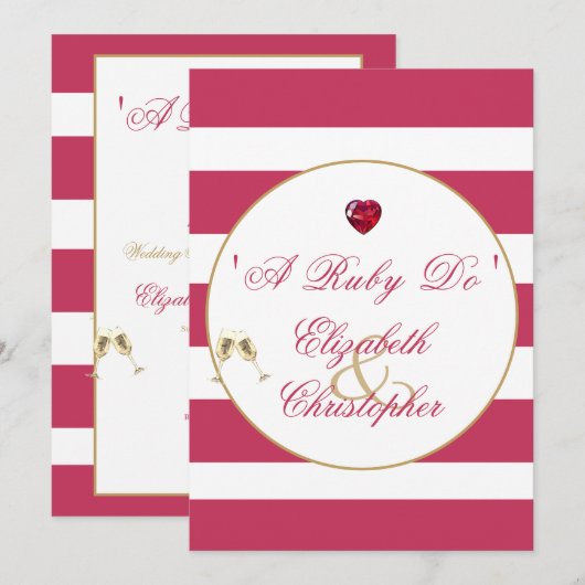 40ste huwelijksverjaardag Rood Elegant Een Robijne Kaart (Voorkant / Achterkant)