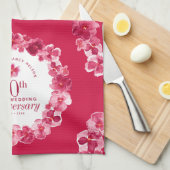 40ste huwelijksverjaardag Ruby Red Pansy Theedoek (Quarter Fold)