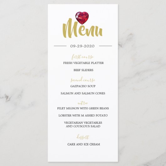 40ste Jubileum van het huwelijk een ruby Do Celebr Menu (Voorkant)