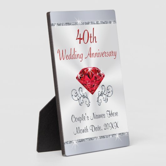 40ste Jubileum voor bruiloft cadeaus voor vrienden Fotoplaat (Zijkant)