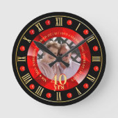 40ste Jubileum voor bruiloft PHOTO Gift Ruby Red Ronde Klok (Voorkant)