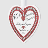 40ste Jubileum voor bruiloft Ruby Diamonds Keepsla Ornament (voorkant)