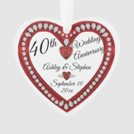 40ste Jubileum voor bruiloft Ruby Diamonds Keepsla Ornament