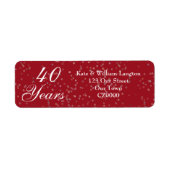 40ste Jubileum voor bruiloft Ruby Stardust Confett Etiket (Voorkant)