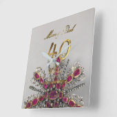 40ste Jubileum voor bruiloft Ruby Wedding Parents Vierkante Klok (Hoek)