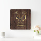 40ste Jubileum voor bruiloft Ruby Wedding Parents Vierkante Klok (Huis)