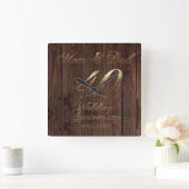 40ste Jubileum voor bruiloft Ruby Wedding Parents Vierkante Klok (Huis)