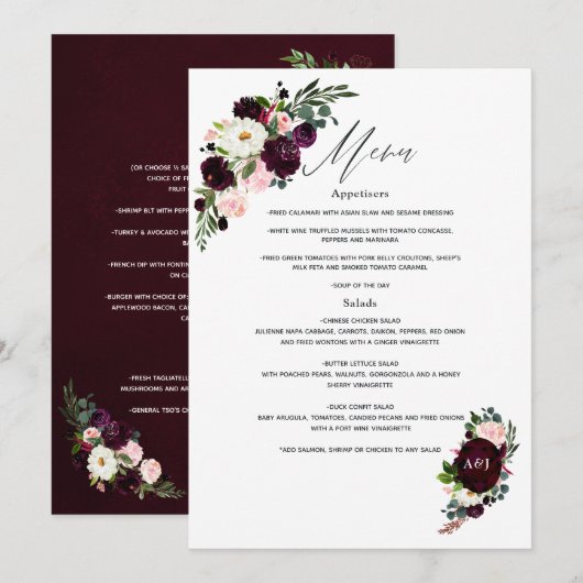 40ste Robijnen Huwelijksjubileum Menu (Voorkant / Achterkant)