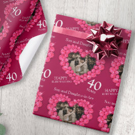 40ste Robijnen Huwelijksjubileum rode harten foto Cadeaupapier
