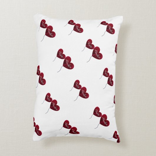 40ste Ruby bruiloft herdenking rode hartballonnen Accent Kussen (Achterkant (Verticaal))