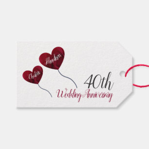 40ste Ruby bruiloft herdenking rode hartballonnen Cadeaulabel