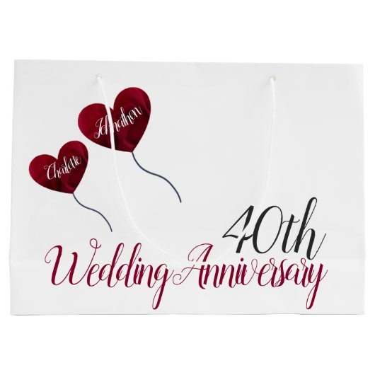 40ste Ruby bruiloft herdenking rode hartballonnen Groot Cadeauzakje (Achterkant)