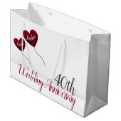 40ste Ruby bruiloft herdenking rode hartballonnen Groot Cadeauzakje (Voorkant Gekanteld)