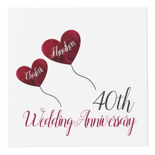 40ste Ruby bruiloft herdenking rode hartballonnen Kubus (Rechts)