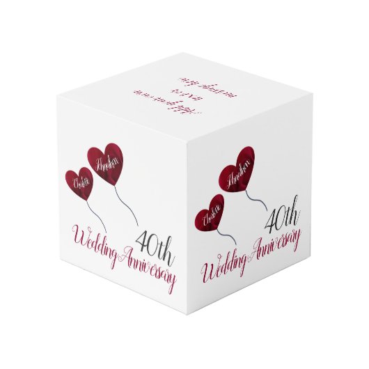 40ste Ruby bruiloft herdenking rode hartballonnen Kubus (Achter hoekig)